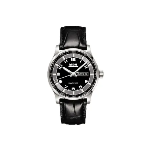 Mido Helm Автоматический Механический Часы Мужские 42 мм Черный Циферблат Корпус из Нержавеющей Стали Кожаный Ремешок