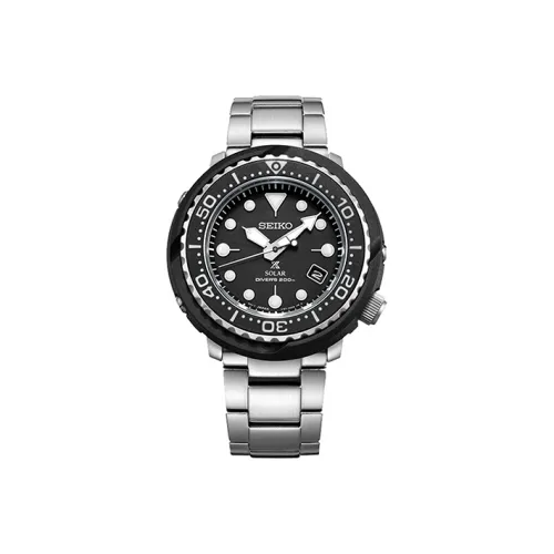 SEIKO Prospe Collection Солнечный кварцевый механизм ремешок из нержавеющей стали черный циферблат мужские часы модель SNE497