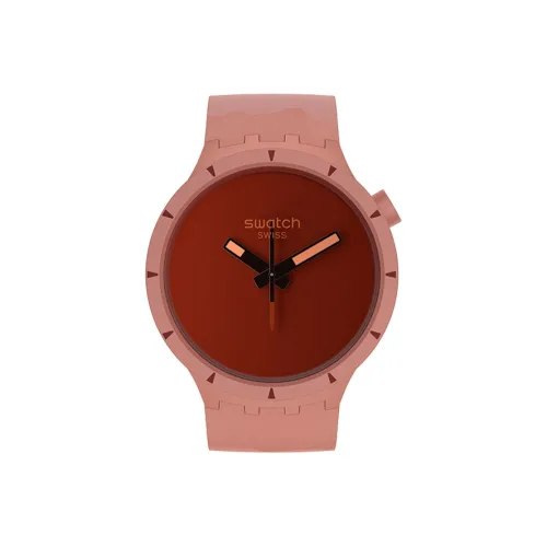 SWATCH Earth Series Кварцевый механизм Унисекс Часы 47 мм Красный циферблат Ботанический керамический корпус часов Силиконовый ремешок