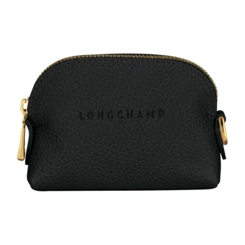 LONGCHAMP Le Foulonné Коровья кожа зернистая текстура кошелек для монет кошелек стандартный женский черный