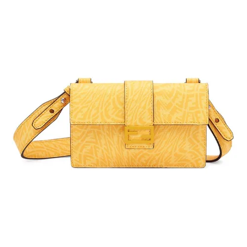 FENDI Baguette Холст с кожей Клатч Сумка Сумка Baguette Сумка через плечо Мужская Желтая