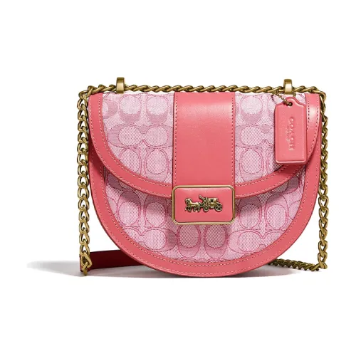 COACH Alie Холст с кожей Седло Сумка Сумка через плечо Маленькая Женская Вишневый цветок Розовый