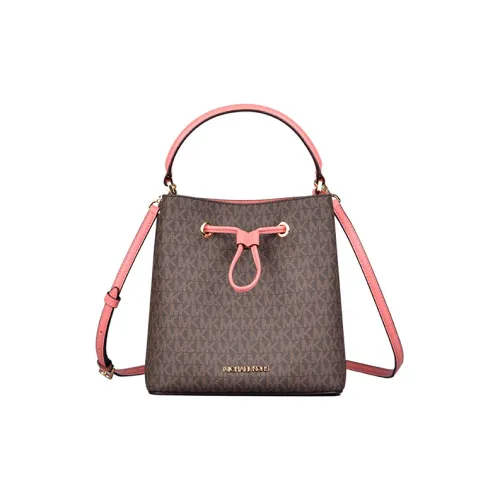 MICHAEL KORS Suri Искусственная кожа Ведрообразная сумка Сумка через плечо Сумка обычная Женская Темно-коричневый и Розовый