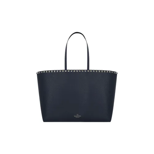 Valentino Rockstud Крупнозернистая текстура Телячья кожа Сумка Большая Женская Синяя