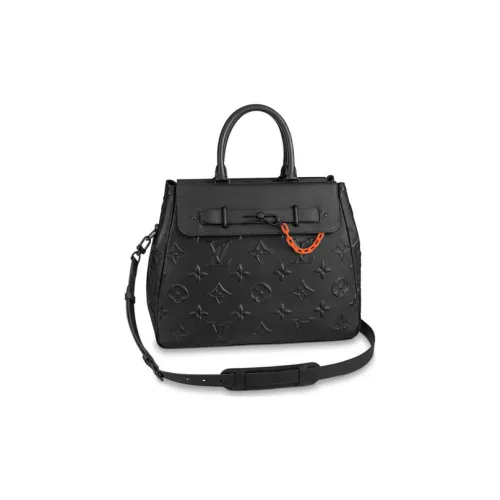 LOUIS VUITTON Steamer Коровья кожа Тоут Сумка Сумка для покупок Сумка Сумка через плечо Сумка через плечо Мужская Черная