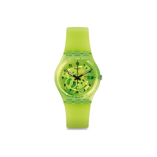 Коллекция SWATCH ORIGINALS Кварцевый механизм Унисекс Часы 39,2 мм Зеленый циферблат Пластиковый корпус Часы Силиконовый ремешок