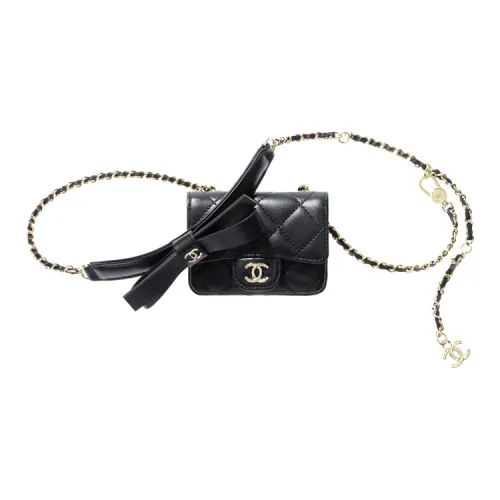 CHANEL 21K Winter Lambskin Crossbody Women's Black