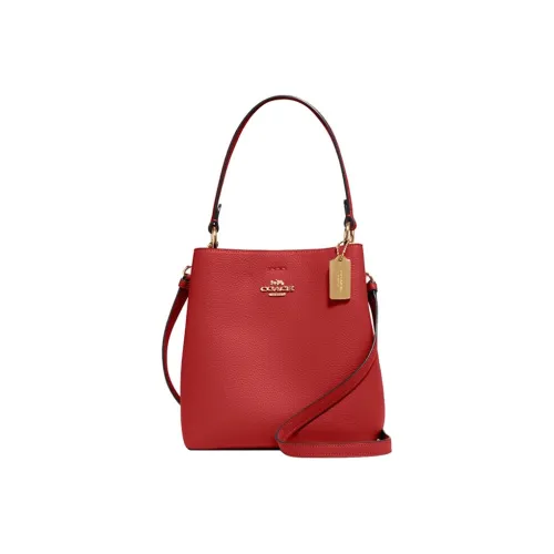 COACH Town Сумка-ведро из галечной кожи портативная сумка через плечо женская красная