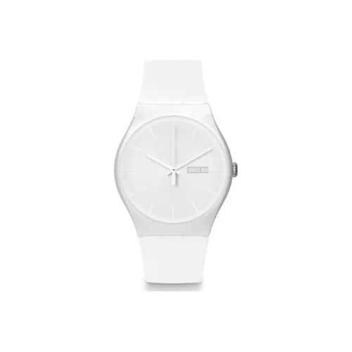 SWATCH Originals Collection Кварцевый механизм Унисекс Часы 41 мм Белый циферблат Пластиковый корпус Часы Силиконовый ремешок