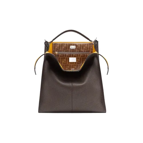 FENDI Peekaboo Ткань с кожаными вставками портфель сумка через плечо сумка мужская коричневый