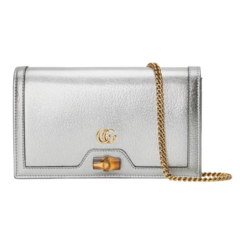 GUCCI Diana Кожа Сумка через плечо Мини Женская Серебряный