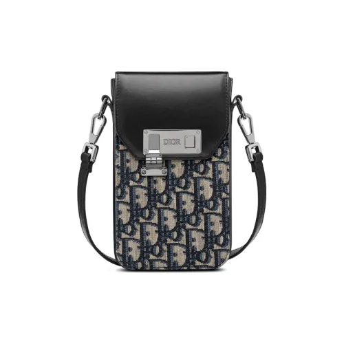 DIOR Коровья кожа Одно плечо Через плечо Чехол для телефона Мужской Бежевый черный