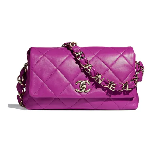 CHANEL Lambskin And Gold Metal Handbag Crossbody Bag Shoulder Bag Regular Women's Purple