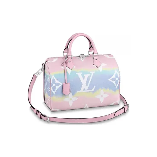 LOUIS VUITTON Speedy Коровья кожа Подушка Сумка Сумка через плечо Сумка Женская Tie Dye Цвет Розовый