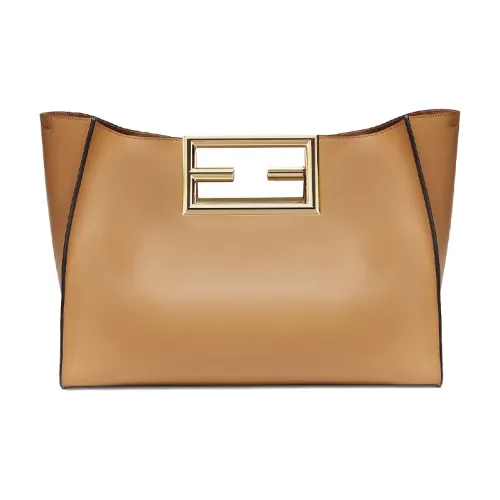 FENDI Телячья кожа Тоут Сумка Сумка для покупок Сумка через плечо Сумка среднего размера Женская Бежевая