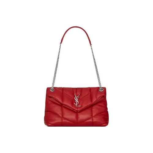SAINT LAURENT Puffer Овчина Цепочка Сумка через плечо Сумка на плечо Женская Красная