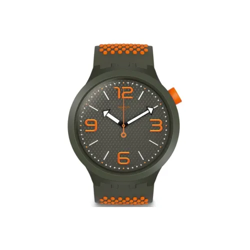 SWATCH Big Bold Series Кварцевый механизм Унисекс Часы 47 мм Черный циферблат Пластиковый корпус Часы Силиконовый ремешок