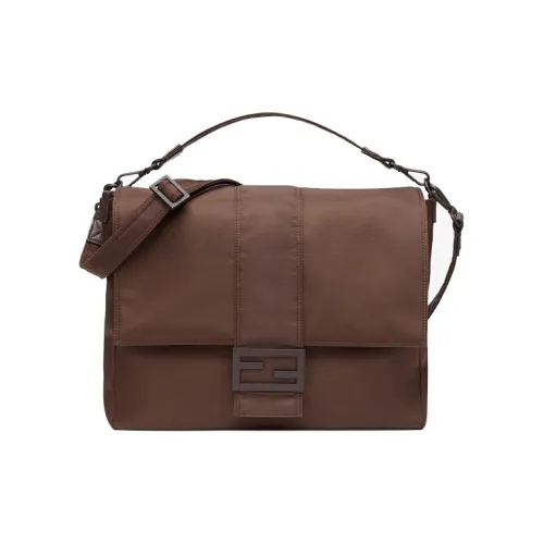 FENDI Нейлоновая сумка Baguette Сумка на одно плечо Сумка через плечо Мужская Коричневая
