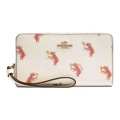 COACH Покрытый холст с кожаными вставками карман для монет чехол для телефона кошелек женский экрю