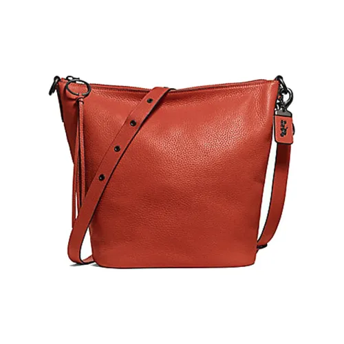 COACH Duffle Кожа Сумка через плечо Большая Женская Оранжевая Красная