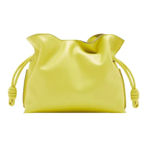 LOEWE Flamenco Лакированная поверхность Ручной Одно плечо Сумка через плечо Экстра-большой Женские Лимон