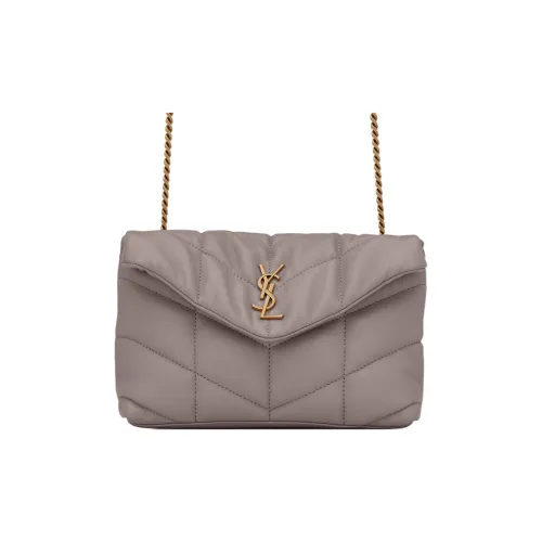 SAINT LAURENT Сшитая кожа сумка через плечо мини женская туманно-белый серый