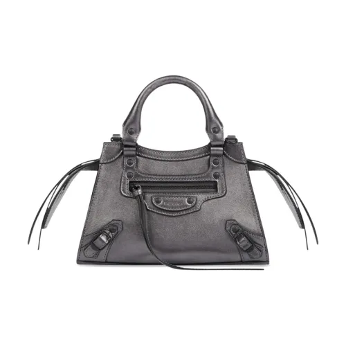 Balenciaga Neo Classic Коровья кожа Сумка Сумка через плечо Мини Сумка Женская Темно-Серебряная