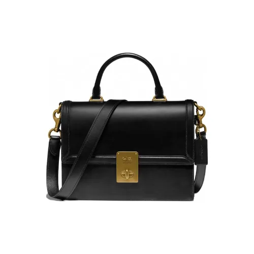 COACH Hutton Кожа Через плечо Доска Сумка на плечо Сумка Женская Черная