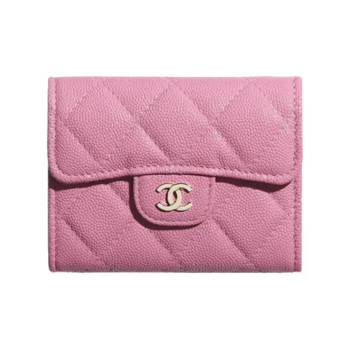 CHANEL Classic Flap CF Икорный Коровья кожа Металл Сумка с клапаном Мелочь Кошелек Кошелек Женские Розовый