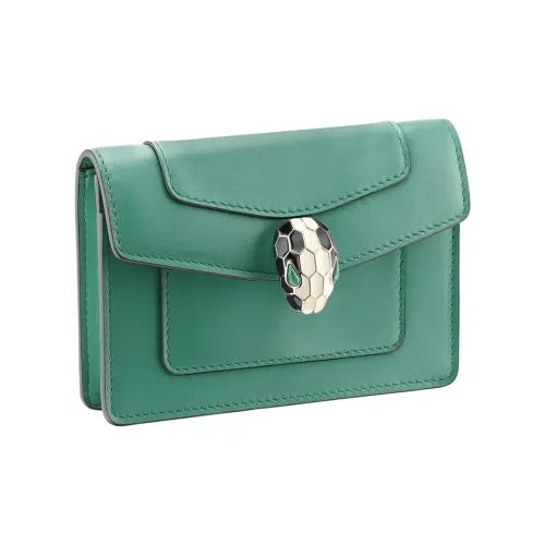 BVLGARI Serpenti Forever Коровья кожа Держатель для карт Женский Зеленый