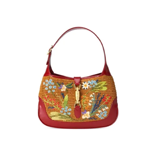 GUCCI Jackie 1961 Ткань с кожаными вставками лунный свет сумка через плечо маленькая женская красная