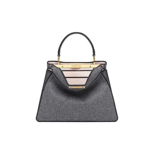 FENDI Peekaboo ISeeU Фланелевая сумка с аккордеонным дизайном сумка через плечо сумка для женщин серый