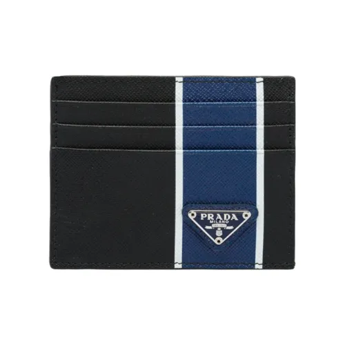 PRADA Saffiano Кожа Держатель для карт Мужской Черный Синий