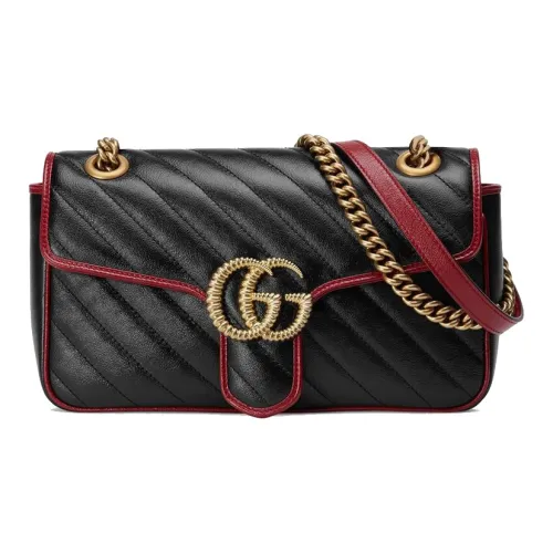 GUCCI GG Marmont Quilted Кожа Сумка через плечо Сумка на плечо Маленькая Женская Черная Красная