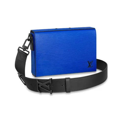 LOUIS VUITTON Epi Тисненая кожа Курьерская сумка Ручная сумка через плечо Обычная мужская синяя