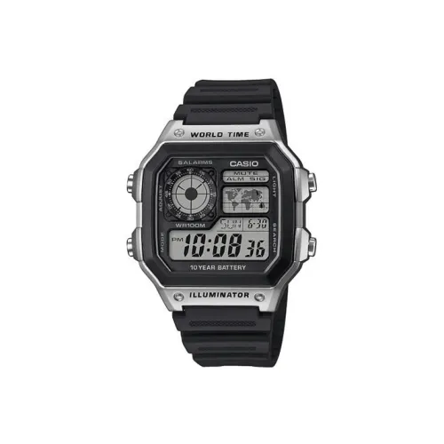 CASIO YOUTH Collection Кварцевый механизм Блок Смольный ремешок Часы Мужские Черный циферблат