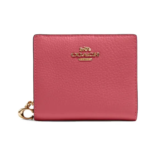 COACH Snap Wallet Галечная кожа Кошелек Мини Женские Erasers Розовый