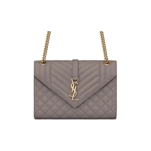 SAINT LAURENT Конверт GRAIN LEATHER Сумка-конверт Сумка через плечо Женская Mist Белый