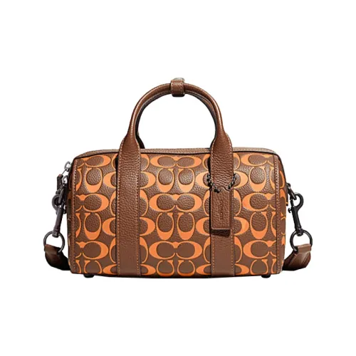 COACH Gotham Кожа Путешественная Сумка Бостон Сумка Сумка через плечо Сумка среднего размера Мужская Апельсиновая Монограмма