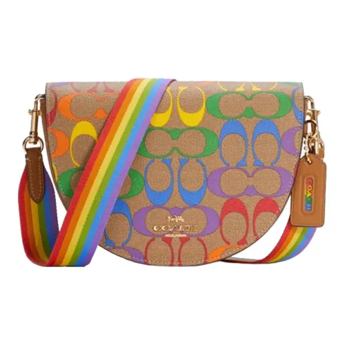 COACH Ellen Холщовая кожа Седло Сумка Сумка через плечо Маленькая женская хаки