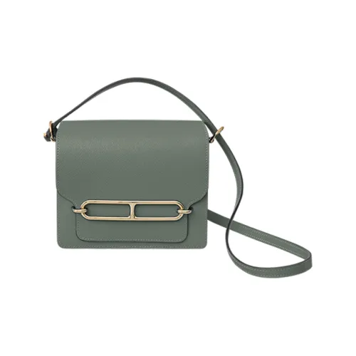 HERMES Evercolor Телячья кожа Свиной нос Сумка Сумка через плечо Мини Женская Серо-зеленая