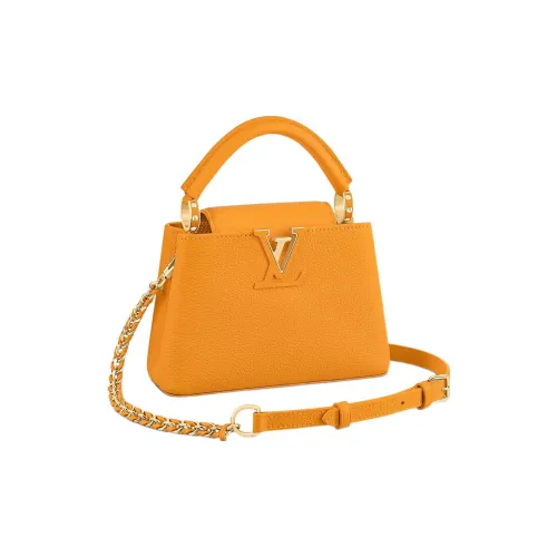 LOUIS VUITTON Capucines Taurillon Кожа Kapusin Через плечо Тоут Сумка Over Одно плечо Мини Женские Желтый