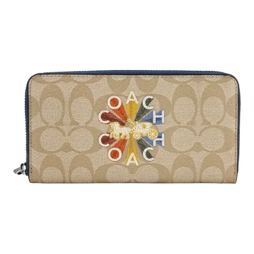 COACH Accordion Zip PVC Поливинилхлорид Кошелек Мужской Светлый хаки