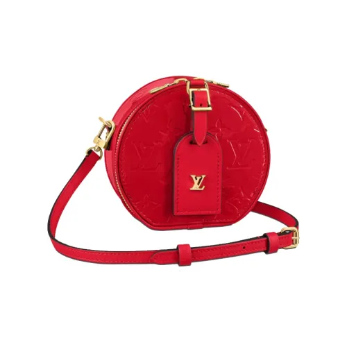 LOUIS VUITTON Глянцевая отделка круглая сумка из телячьей кожи сумка через плечо мини женская красная