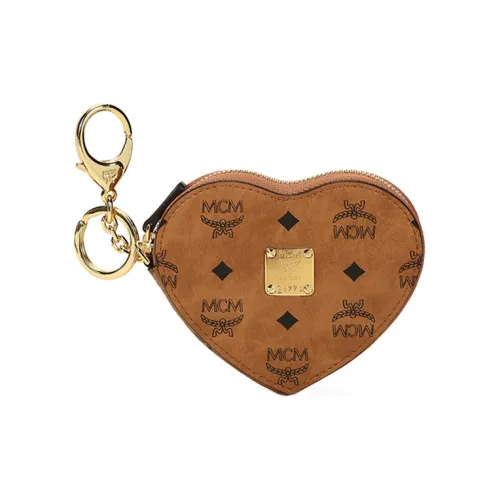 MCM Canvas Coin Purse Clutch Women's Cognac