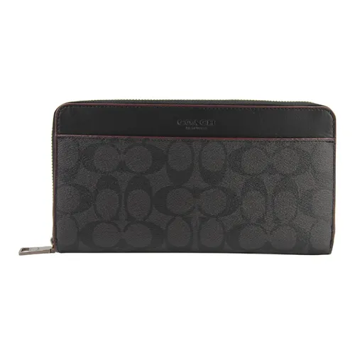 COACH Travel Wallet Холст и Кожа Кошелек Мужской Серый Черный