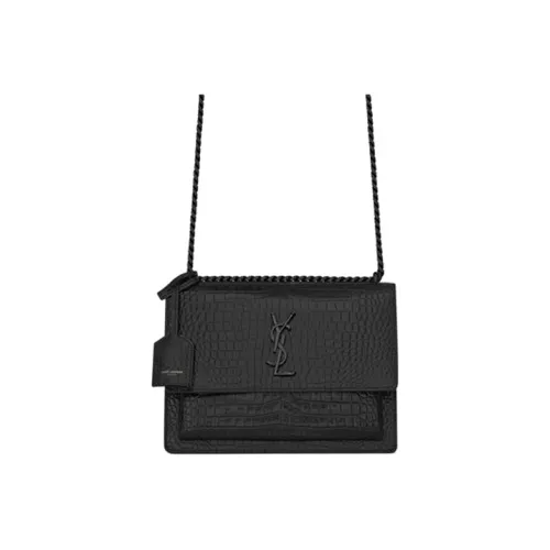SAINT LAURENT Sunset Bright Calfskin Sunset Bag Shoulder Bag Medium Women's Black