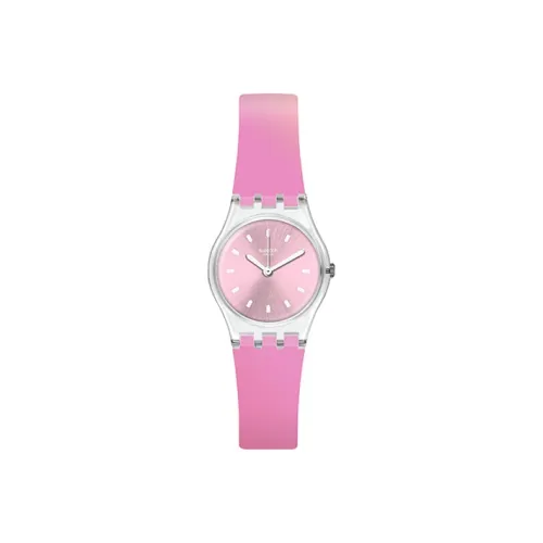 Swatch Quartz Механизм Унисекс Часы 31,4 мм Розовый Циферблат Часы Пластиковый Корпус Часы Силиконовый Ремешок LK380