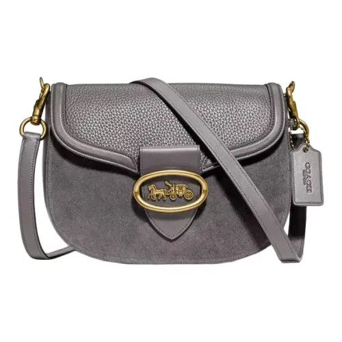 COACH Kat Кожа Седло Сумка Сумка через плечо Женская Серого цвета