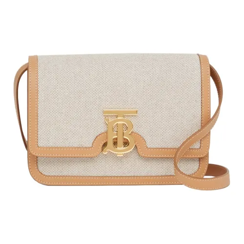 Сумка из холста и кожи Burberry сумка с замком сумка через плечо женская теплый песочный цвет